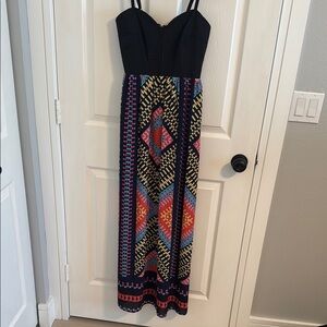 Gianni Bini Black and Multicolor Maxi Dress